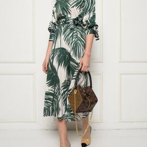 ZARA Palm Print Midi Dress NWT